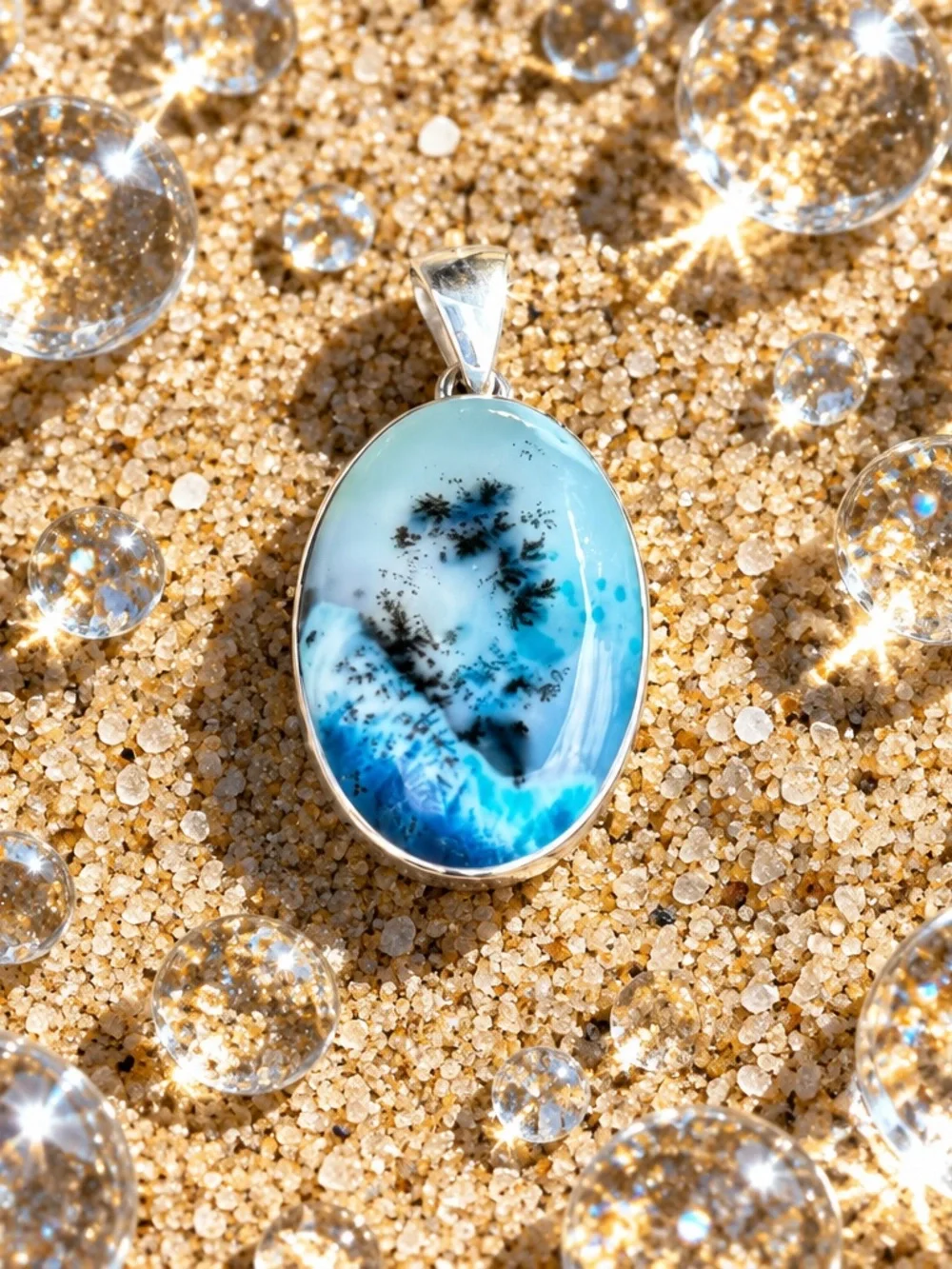SOLD NEW! Blue Dendritic Opal Necklace